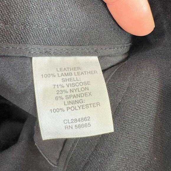 Classiques Entier Pants Womens 10 Lamb Leather Panels Black Skinny Moto - Picture 6 of 9